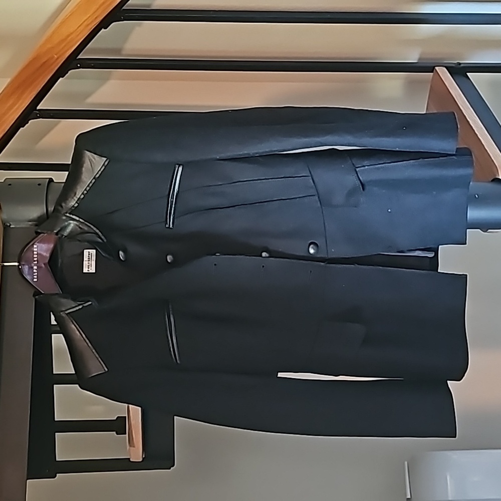 Philosophy di Alberta Ferretti Black Wool Jacket w/ Leather Trim, Flounced Back